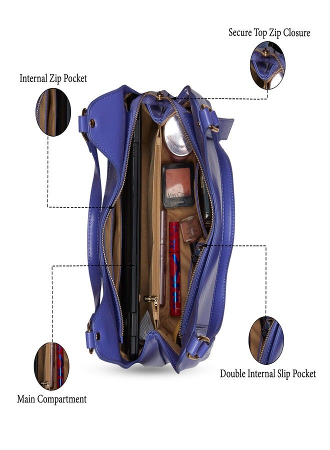 كابريس حقيبة كابريز جنيف متوسطة الحجم للنساء | حقيبة كتف من الجلد الصناعي ذي الملمس المجعد مع حزام قابل للتعديل والفصل | حقيبة يد واسعة للاستخدام اليومي مع إغلاق بسحاب آمن للاستخدام في المكتب (أزرق) - Image 4